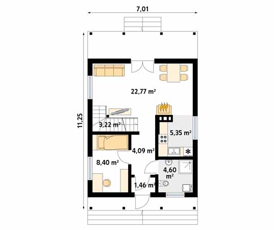 Projekt domu Mikrus 2 dr-T - rzut parteru