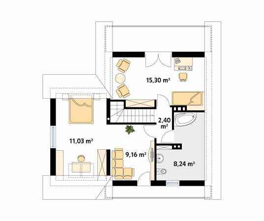 Projekt domu Mikrus 3 - rzut poddasza