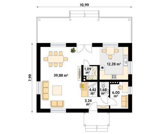 Projekt domu Milutki - rzut parteru
