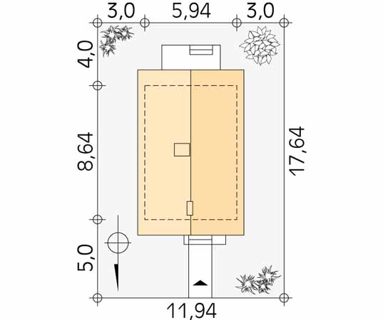 Projekt domu Mini 2 - usytuowanie na działce