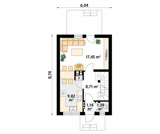 Projekt domu Mini 3 - rzut parteru