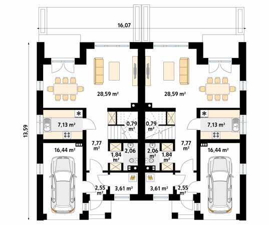 Projekt domu Miodowy - rzut parteru