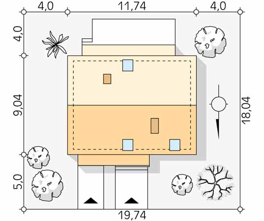 Projekt domu Mirabelka - usytuowanie na działce