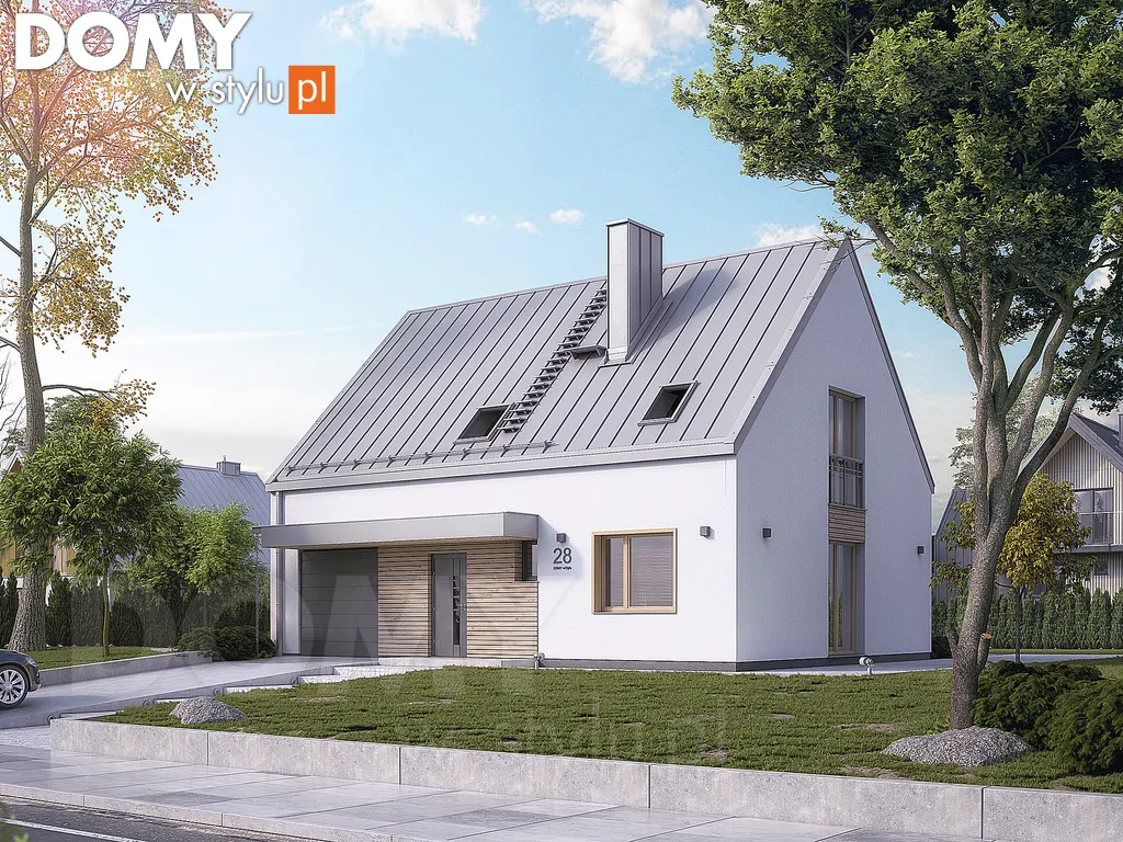 Nowoczesny projekt domu z poddaszem Mirabelka - wizualizacja frontowa