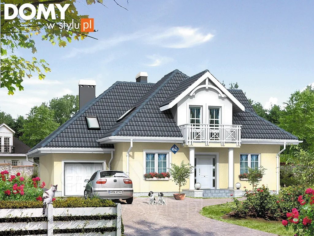 Projekt domu Modrzew 2 - wizualizacja frontowa