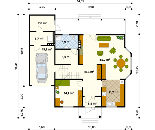 Projekt domu Modrzew dr-S - rzut parteru