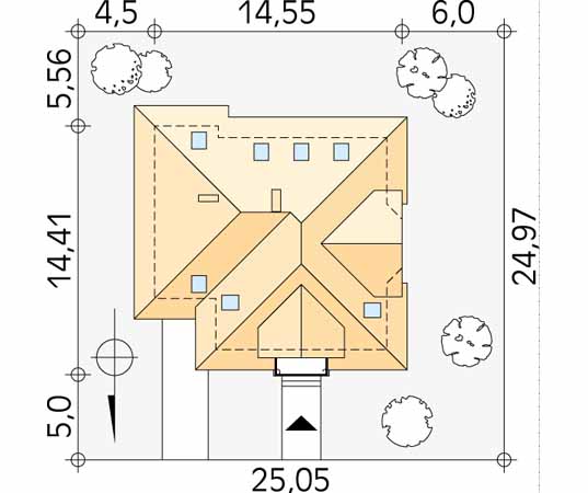 Projekt domu Modrzew dr-S - usytuowanie na działce