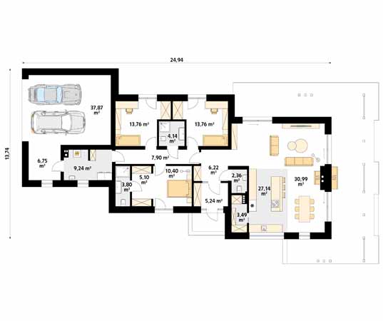 Projekt domu Mokosz - rzut parteru