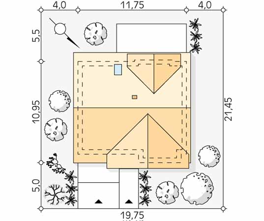 Projekt domu Mops - usytuowanie na działce