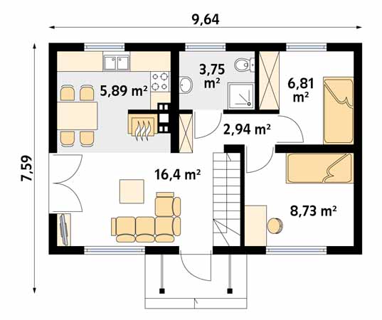 Projekt domu Motylek - rzut parteru
