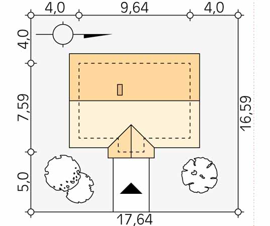 Projekt domu Motylek - usytuowanie na działce