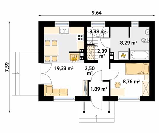 Projekt domu Motylek 2 - rzut parteru