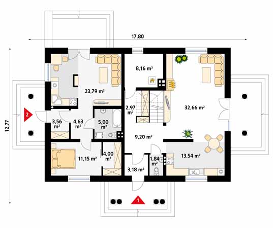 Projekt domu Murena - rzut parteru