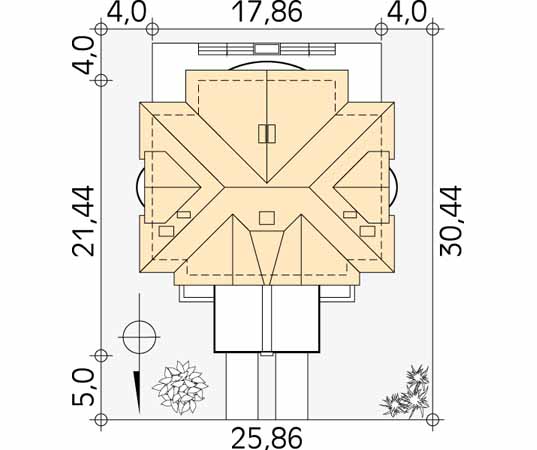 Projekt domu Muza 2 - usytuowanie na działce