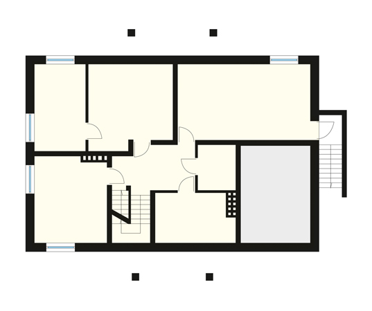Projekt domu Muzyka - rzut piwnicy