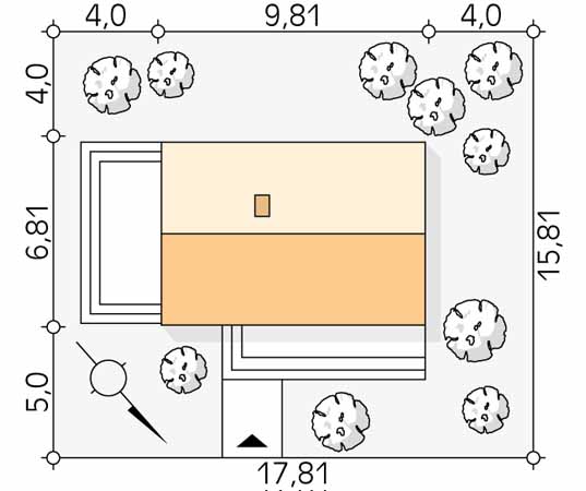 Projekt domu Natan - usytuowanie na działce