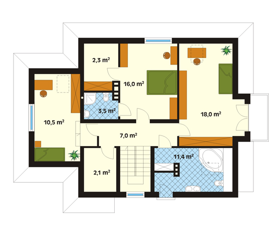 Projekt domu Natolin - rzut poddasza