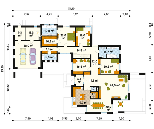 Projekt domu Nefryt - rzut parteru