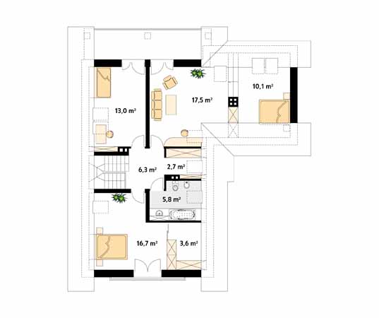 Projekt domu Neptun 3 - rzut poddasza