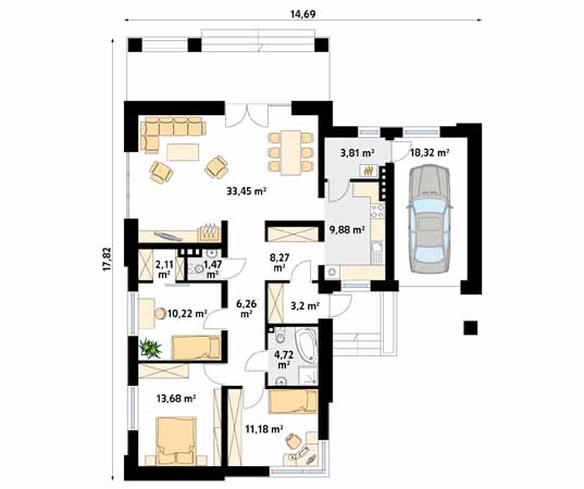 Projekt domu Neptun 4 - rzut parteru