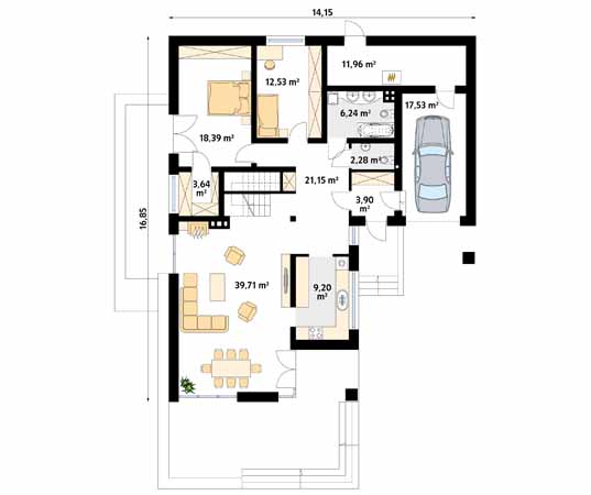 Projekt domu Neptun 6 - rzut parteru