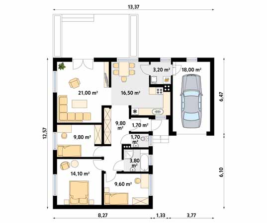 Projekt domu Neptun dr-C - rzut parteru