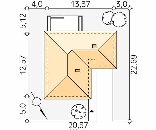 Projekt domu Neptun dr-C - usytuowanie na działce