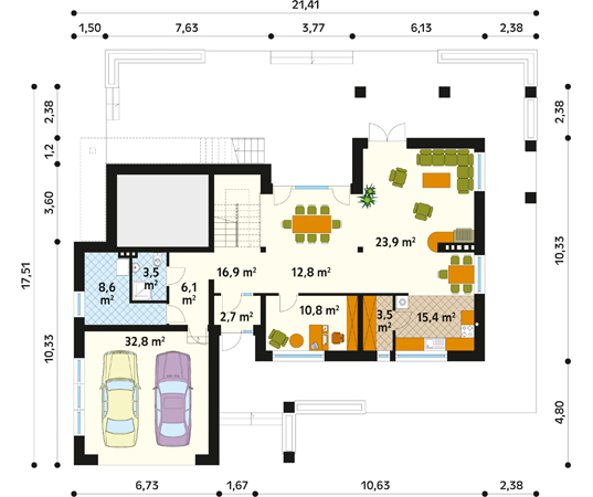 Projekt domu Oaza - rzut parteru