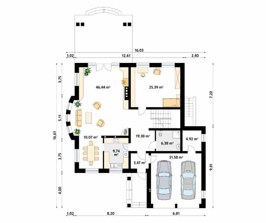 Projekt domu Ocean 3 - rzut parteru