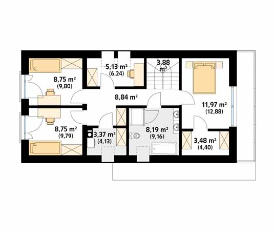 Projekt domu Okruszek 2 - rzut poddasza