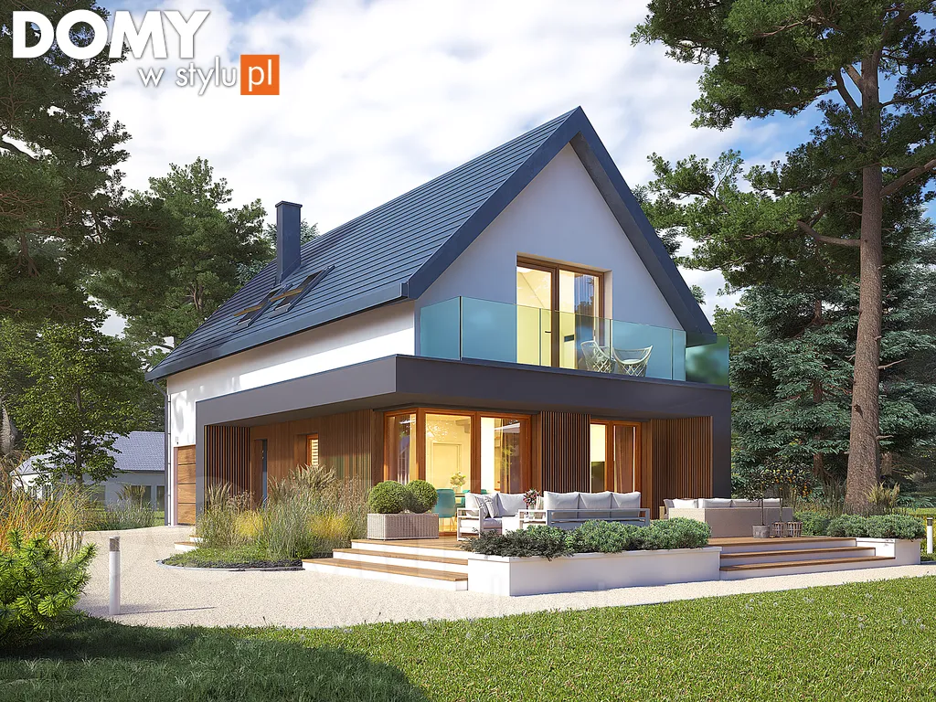 Nowoczesny projekt domu z poddaszem Okruszek 2 - wizualizacja frontowa