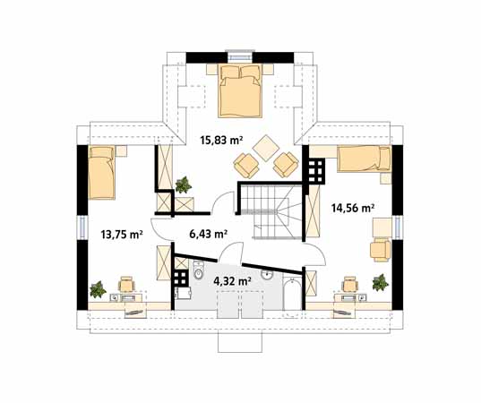 Projekt domu Olaf - rzut poddasza