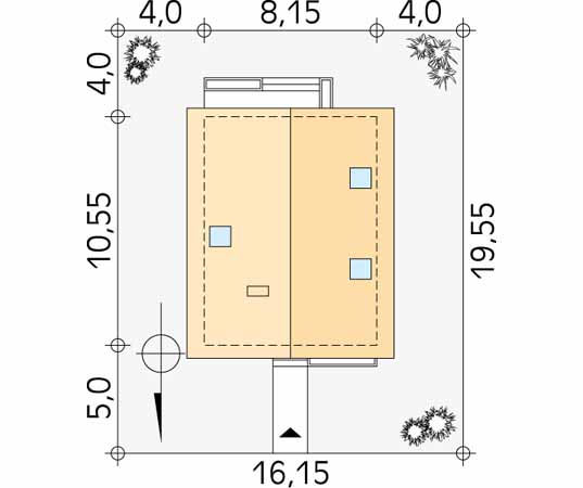 Projekt domu Oliwka - usytuowanie na działce