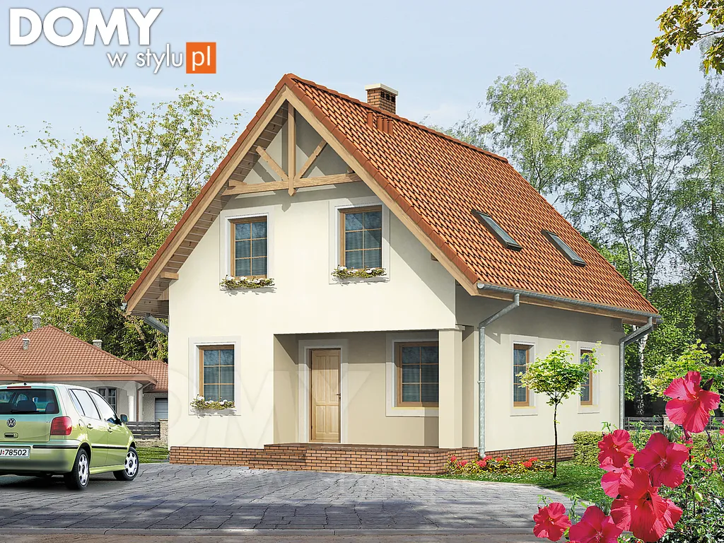 Projekt domu z poddaszem Oliwka - wizualizacja frontowa