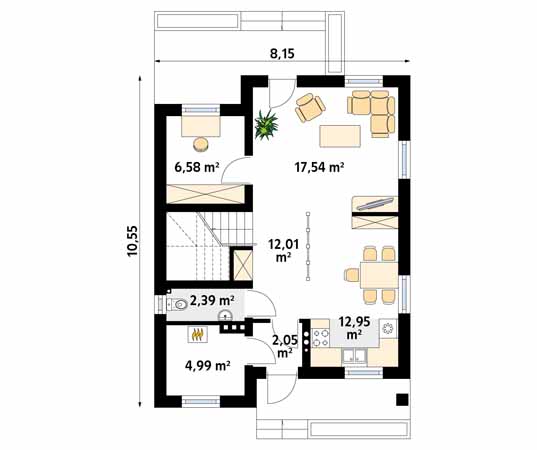 Projekt domu Oliwka 2 - rzut parteru