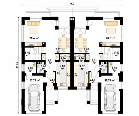 Projekt domu Oliwkowy - rzut parteru