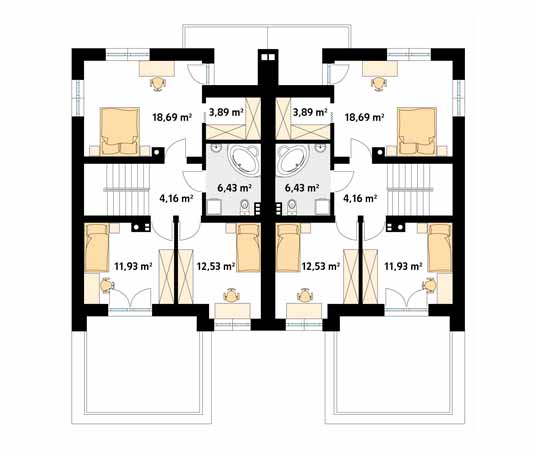 Projekt domu Oliwkowy - rzut poddasza