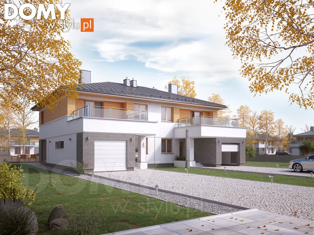 Nowoczesny projekt domu Oliwkowy - wizualizacja frontowa