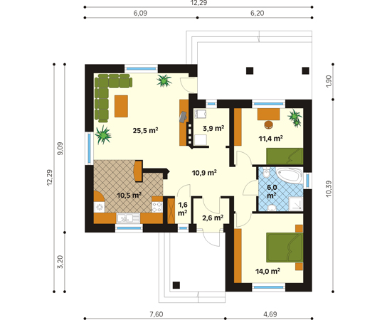 Projekt domu Omega - rzut parteru