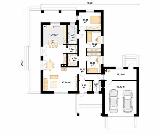 Projekt domu Optima - rzut parteru