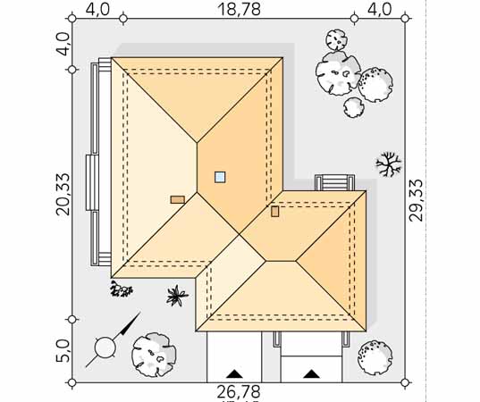 Projekt domu Optima - usytuowanie na działce