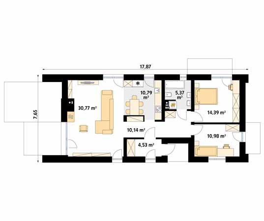 Projekt domu Opuncja - rzut parteru