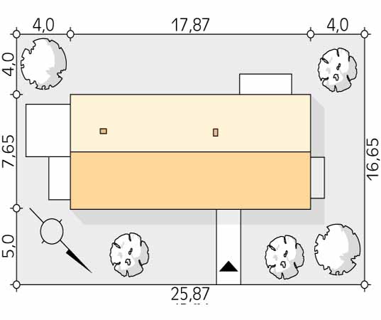 Projekt domu Opuncja - usytuowanie na działce