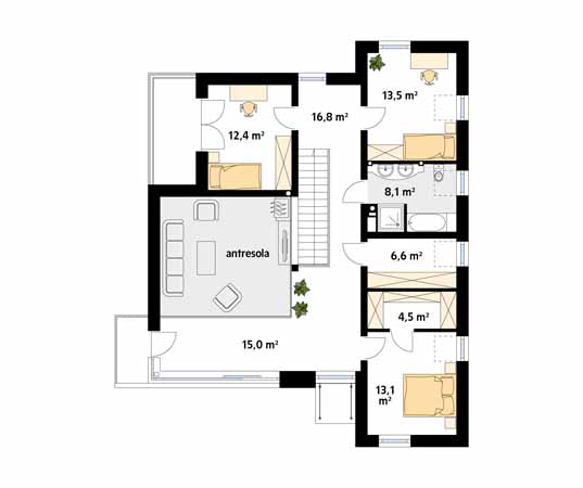 Projekt domu Orbita - rzut poddasza