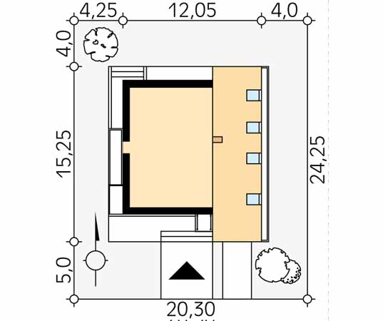 Projekt domu Orbita - usytuowanie na działce