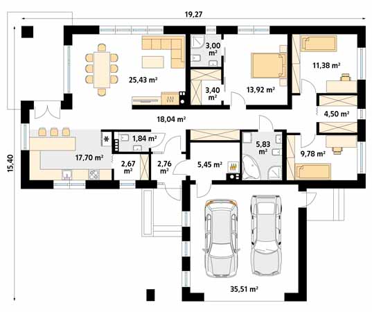 Projekt domu Orchidea - rzut parteru