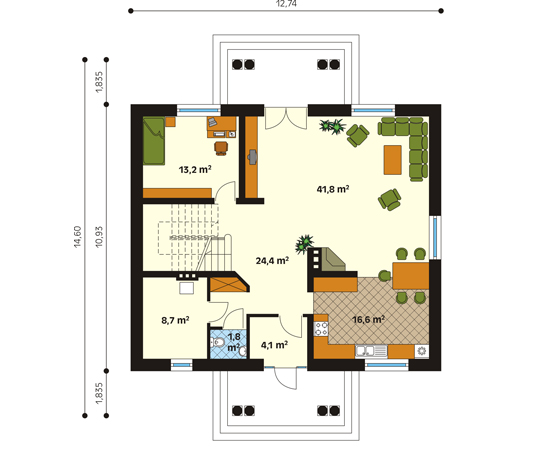 Projekt domu Orkan - rzut parteru