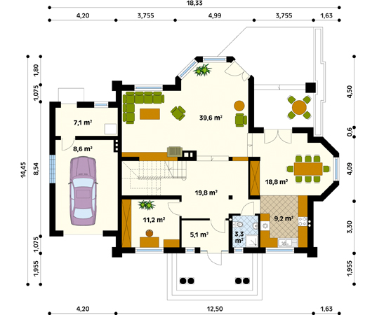 Projekt domu Orkan 2 - rzut parteru