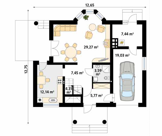 Projekt domu Orlik - rzut parteru
