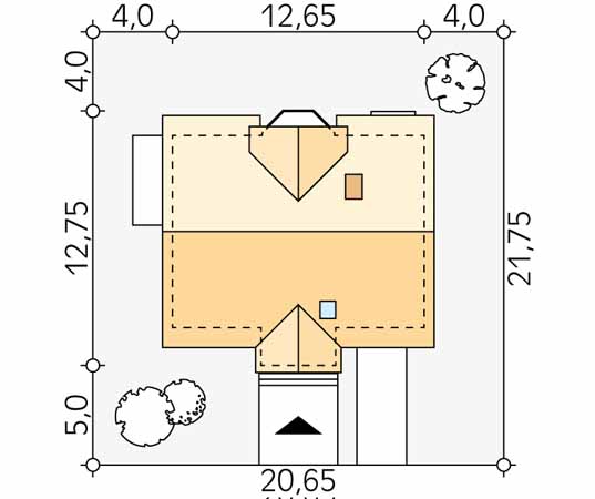 Projekt domu Orlik 2 - usytuowanie na działce
